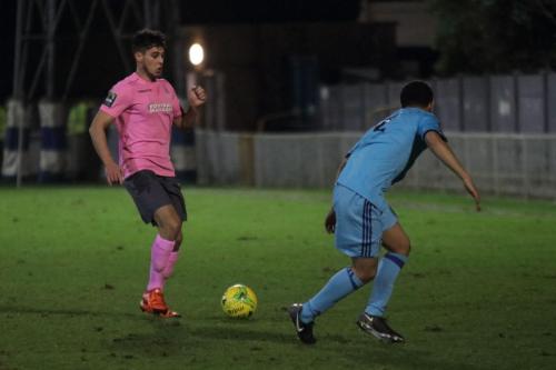 Enfields Samir Bihmoutine (L) and Mets Rylan Myers