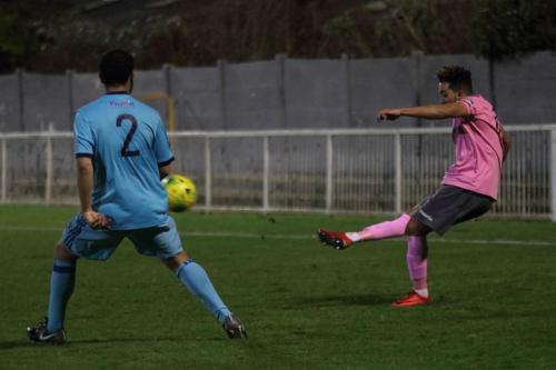 Enfields Tyler Campbell (R) and Mets Rylan Myers