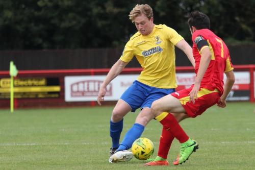 Enfields Aaron Greene (L) and Needhams Ryan Gibbs