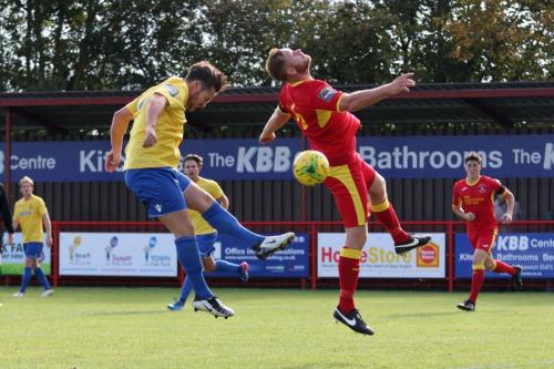 Enfields Drew Roberts (L) and Needhams Dan Morphew
