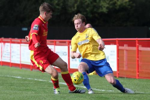 Needhams Jake Dye (L) and Enfields Aaron Greene210