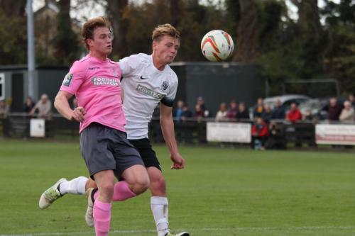 Enfields Aaron Greene (L) and Roystons Gus Scott-Morriss