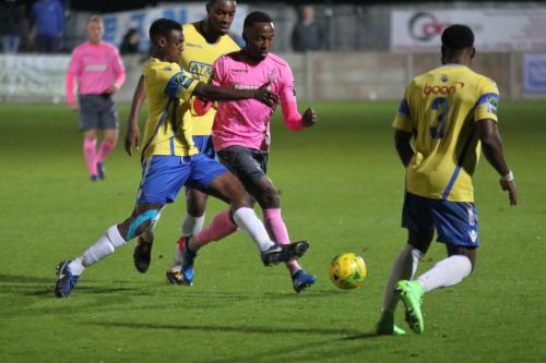 Staines Wadah Ahmidi (L) and Enfields Ryan Blake