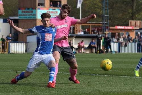 Angels Callum Adonis-Taylor (L) and Enfields Dan Rumens