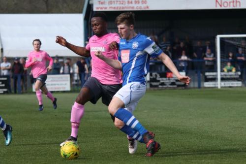 Angels Liam Smith (R) clears from Ryan Blake