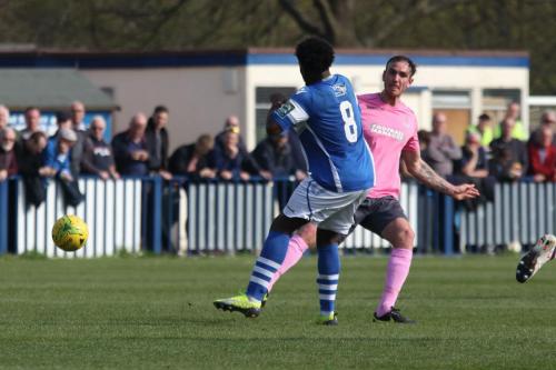 Angels Xavier Vidal (L) and Enfields Matt Johnson