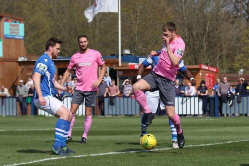 Enfields Brad Wadkins controls the ball before scoring the first goal of the game