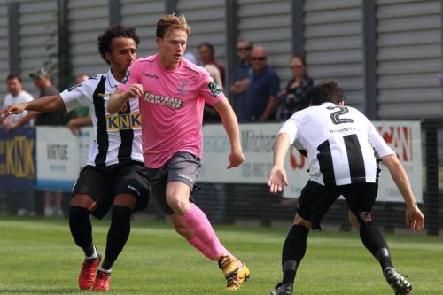 Enfields Aaron Greene and Tootings Ollie Bennett (L) and Dan Clements228