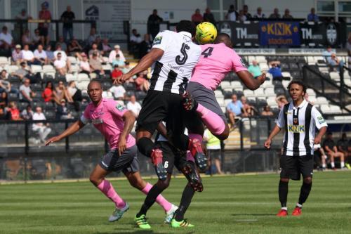 Enfields Rob Bartley (4) heads the opening goal