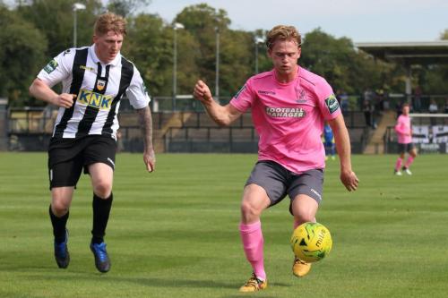 Tootings Billy Dunn (L) and Enfields Aaron Greene