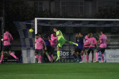 Enfield keeper Joe Wright punches clear241