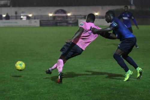 Enfields Ryan Blake (L) and Wingates Nathan Mavila240