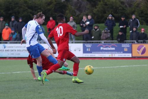 Enfields Aaron Greene makes it 1-1 just before half time