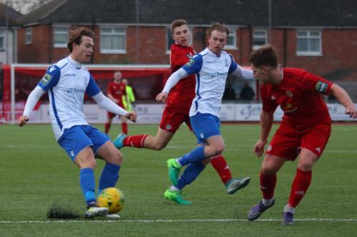 Enfields Mickey Parcell (L) and Aaron Greene and Worthings Harvey Sparks and Sam Rents (R)