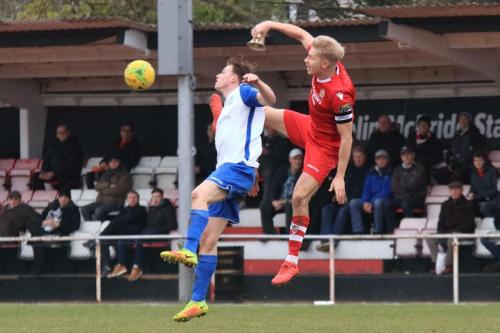 Enfields Aaron Greene (L) and Hornchurchs Alex Bentley