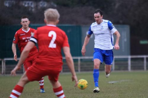 Enfields Matt Johnson (R) and Hornchurchs Alex Bentley (2) and Charlie Stimson