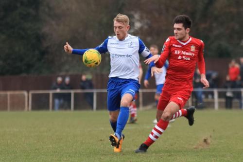 Enfields Ryan Blackman (L) and Hornchurchs Joe Christou