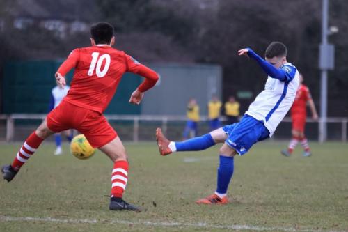 Enfields Sam Chaney (R) and Hornchurchs Joe Christoux