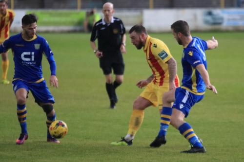 Enfields Billy Bricknell and Basingstokes Sam Deadfield (L) and Shane Hollamby