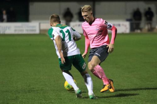 Bognors Mason Walsh (L) and Enfields Ryan Blackman