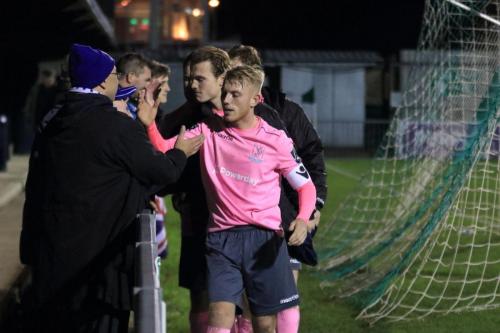 Enfield captain Ryan Blackman leads the thanks for the travelling support