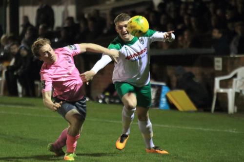 Enfields Aaron Greene (L) and Bognors Chad Field
