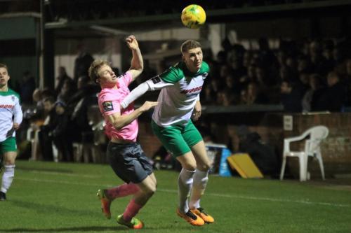 Enfields Aaron Greene (L) and Bognors Chad Fieldx