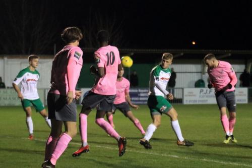 Enfields Billy Bricknell (R) makes the score 1-1