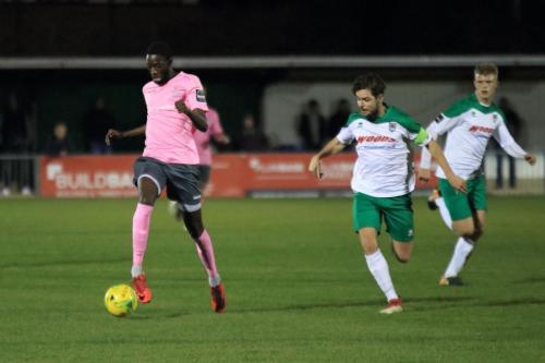Enfields Muhammadu Faal and Bognors Harvey Whyte and Joe Tomlinson (R)