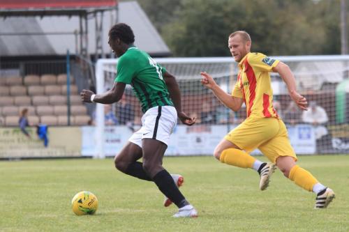 Burgess Hills Aaron Smith-Joseph (L) and Enfields Sam Hatton