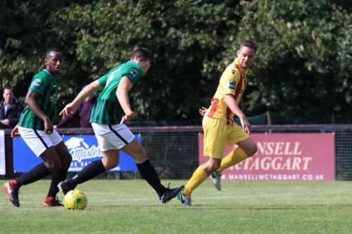 Liam Hope (R) sets up Sam Youngs for the third Enfield goal
