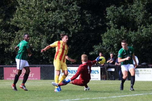 Sam Youngs scores the third Enfield goal
