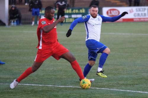 Carshaltons Daniel Pappoe (L) and Enfields Billy Bricknell