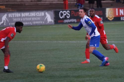 Enfields Sam Youngs and Carshaltons Paris Hamilton-Downes (L) and Michael Aziaya