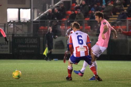 Enfields Matt Johnson (R) and Dorkings Niall McManus