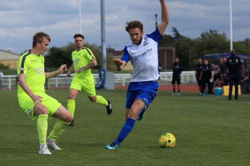 Bedfords Mason Watkins-Clark (L) and Ben Ford and Enfields Remi Sutton