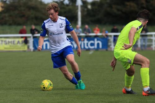 Enfields Aaron Greene (L) and Bedfords Brett Longden