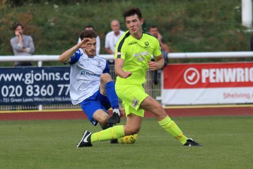 Enfields Bilal Sayoud (L) and Bedfords Ollie Swain