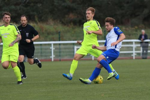Enfields Lewis Taaffe and Bedfords Ben Ford (L) and Ashton Grant