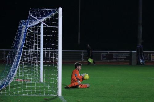 Regent keeper James Bradbrook comfortably saves a free kick