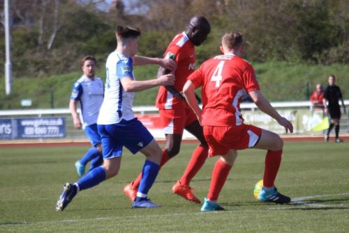 Enfields Jiosh Davison challenges Peter Adeniyi and Luke Read (4)