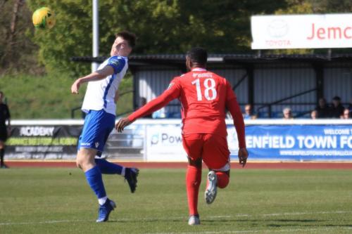 Enfields Josh Davison (L) and Carshaltons Daniel Pappoe