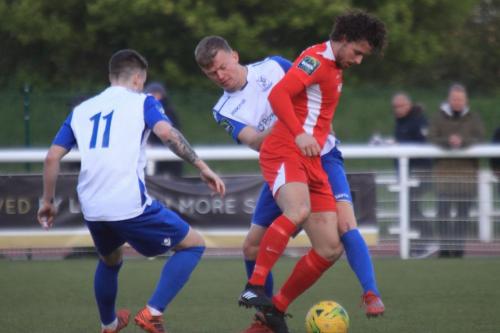 Enfields Sam Chaney (L) and Joe Payne and Carshaltons Harry Ottawayx