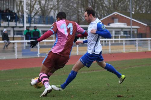 Casuals Hamilton Antonio (L) and Enfields Matt Johnson