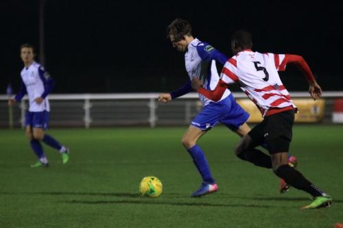 Enfields Sam Youngs (L) and Kingstonians Temi Eweka