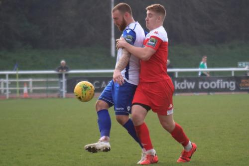 Enfields Billy Bricknell (L) and Leatherheads Charlie Hester-Cook