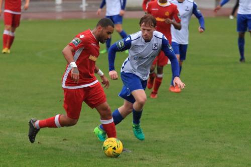 Enfields Aaron Greene (R) and Mersthams Michael Abnett