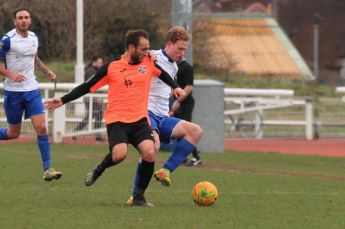 Enfields Matt Johnson and Aaron Greene (R) and Tonbridges Adem Ramadan