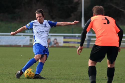 Enfields Sam Youngs shoots against the crossbar