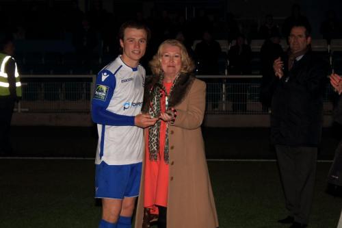 Mickey Parcell receives the Man of the Match award